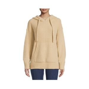 Daily Threads Beige Teddy Yarn Kangaroo Pocket Pullover Hoodie Sweater Size XL